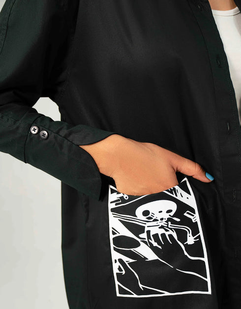 POPLIN PRINTED POCKET OVERSHIRT